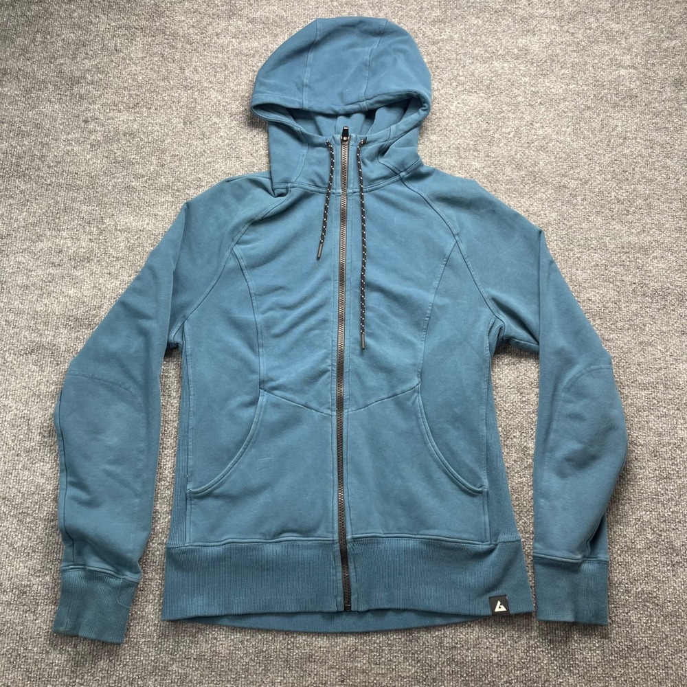 American Giant Classic Full Zip Hoodie Teal Blue Made in USA Women Large